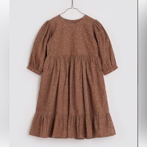 Little Cotton Clothes brown corduroy floral dress 7-8 NWT